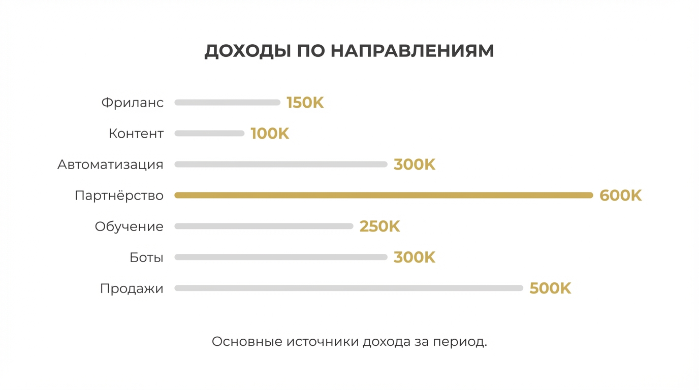 График доходов по 7 способам заработка на нейросетях