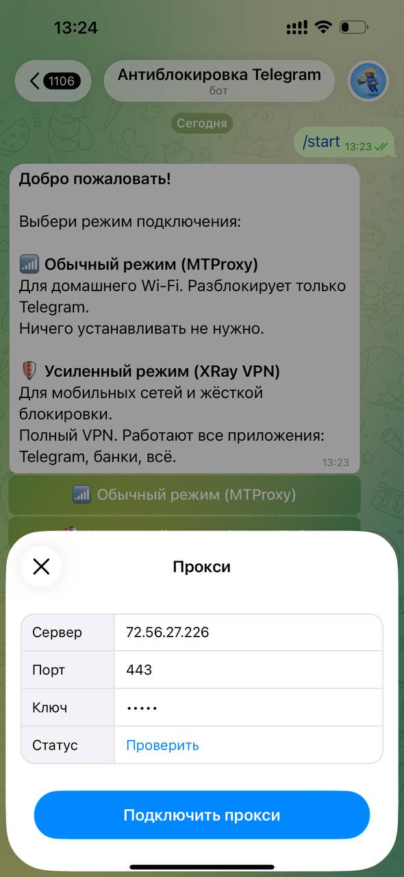 Шаг 3: Прокси подключен